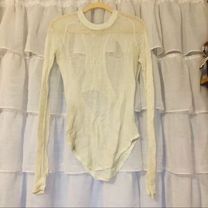 Mock mesh sweater with open back